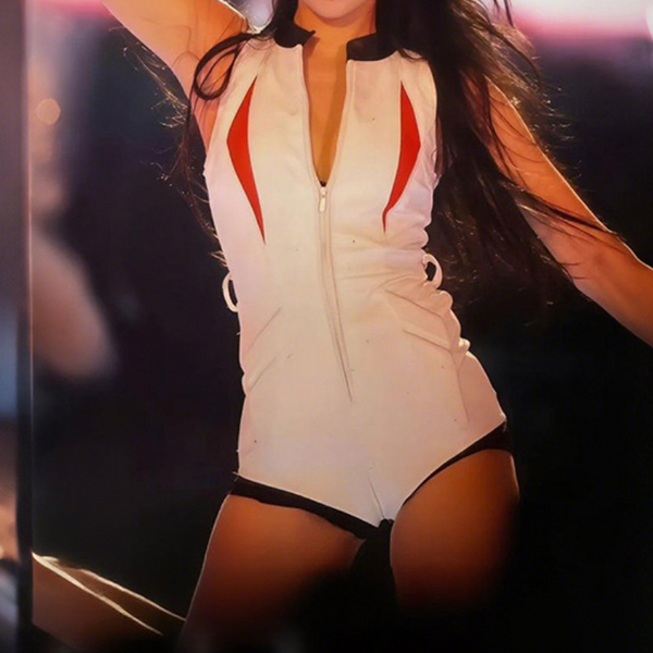 Zip-up sleeveless contrast bodysuit