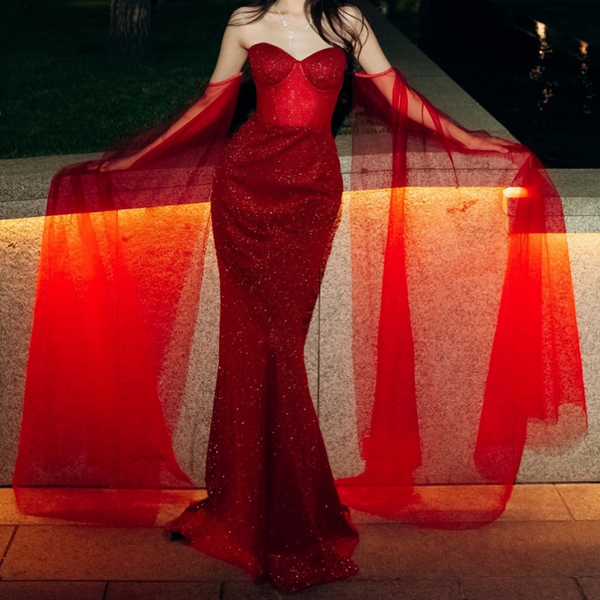 Sweetheart neck glitter backless tube maxi dress