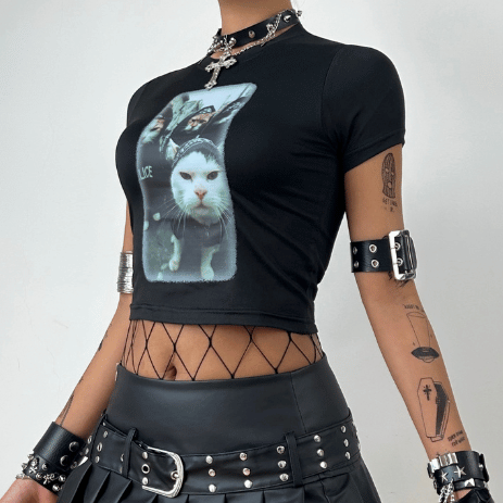 Urban Feline Squad Crop Top Baby Tee