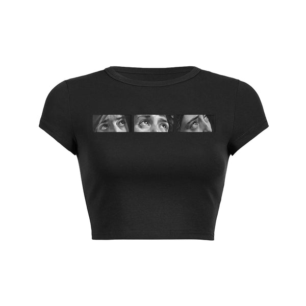 Gazing Eyes Crop Top Baby Tee