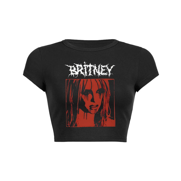 Red Grunge Art Crop Top Baby Tee