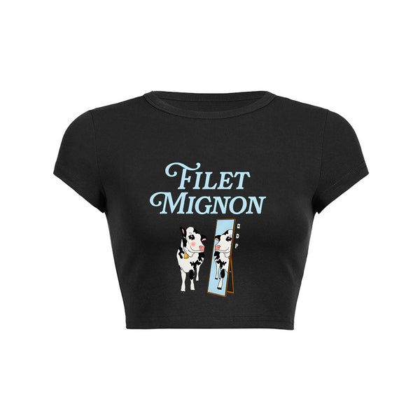 Mirror Cow Crop Top Baby Tee