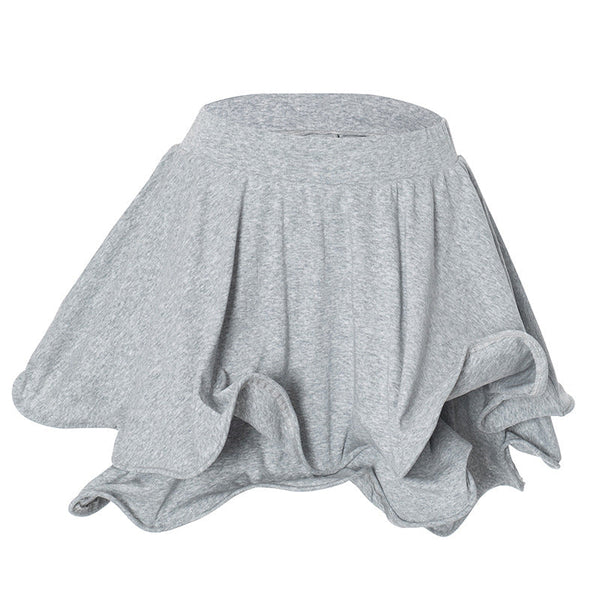 Ruffle A line solid irregular mini skirt