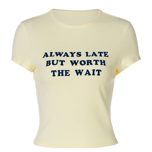 Short sleeve crewneck letter print top