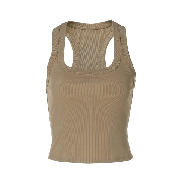 U neck solid tank top