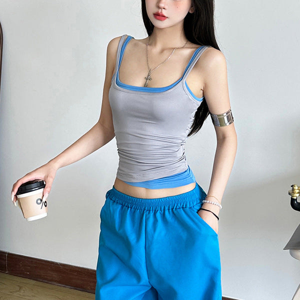 U neck backless 2 piece cami top