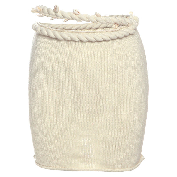 Knitted hollow out irregular zip-up mini skirt