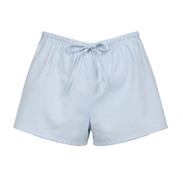 Striped self tie ruched low rise short pant