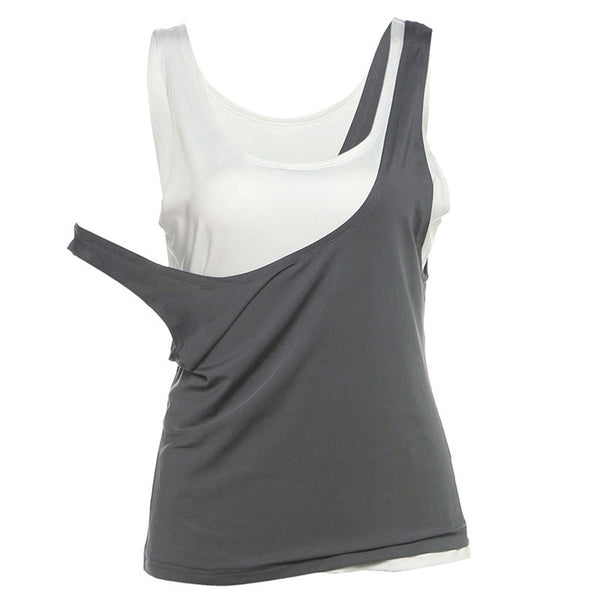 U neck solid 2 piece tank top