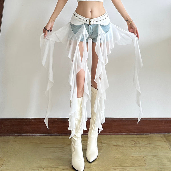 Ruffle irregular mesh decor belt