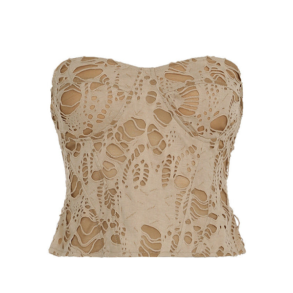 Sweetheart neck zip-up top