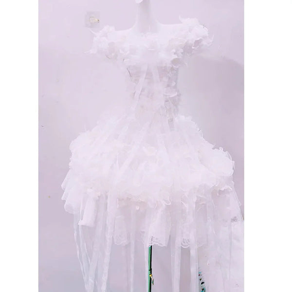 Lace hem flower applique ruffle mini skirt set