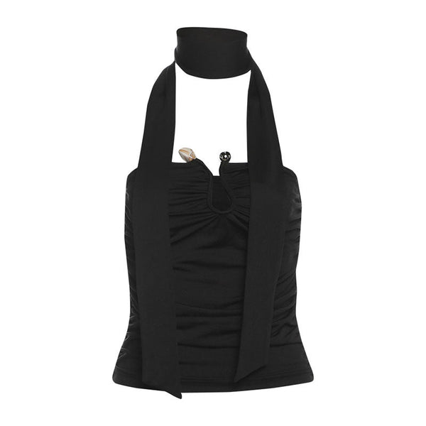 Ruched notch neck backless tube top