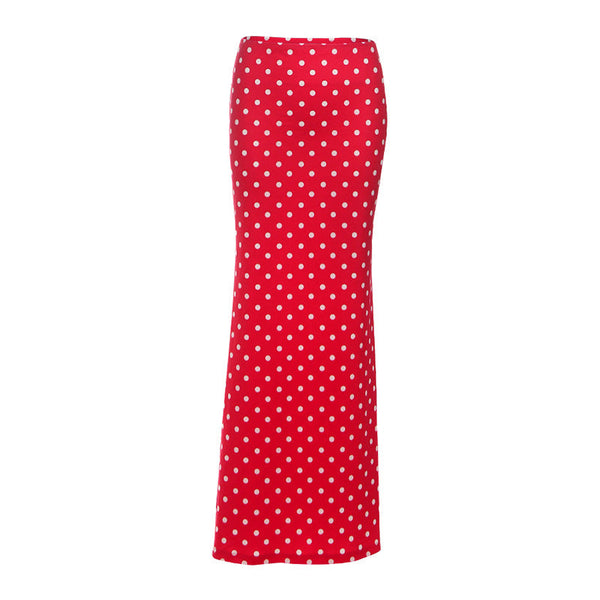 Polka dot contrast maxi skirt