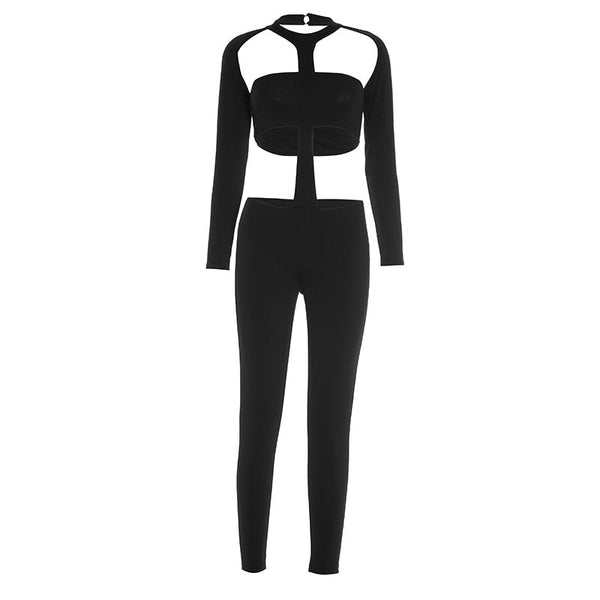 Hollow out long sleeve jumpsuit
