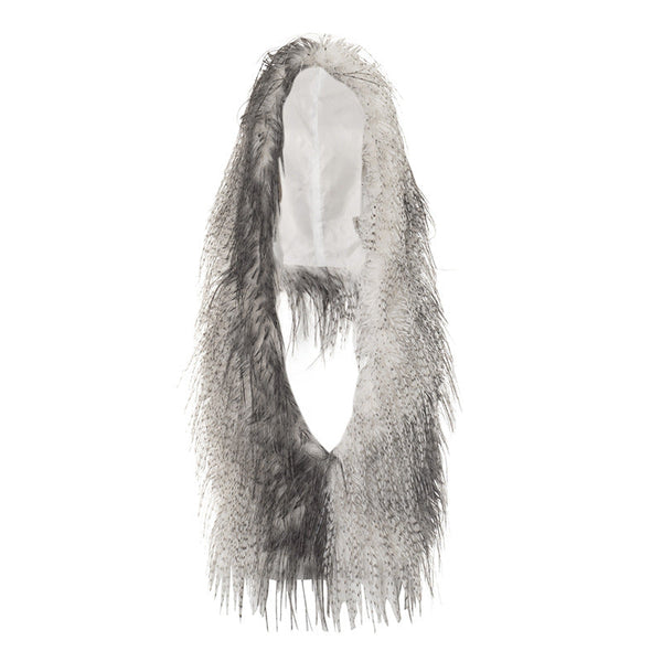 Hoodie fluffy self tie v neck backless top