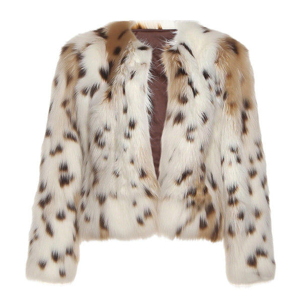 Leopard print long sleeve fluffy contrast top