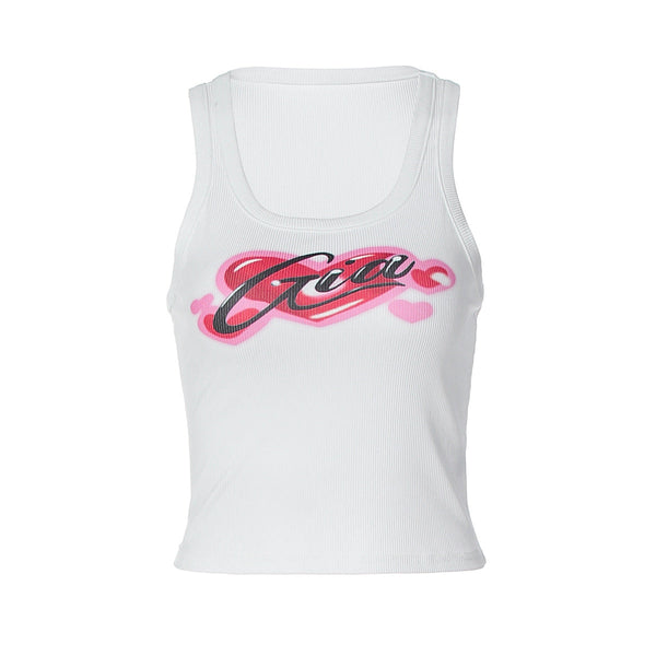 Sweetheart pattern u neck tank top