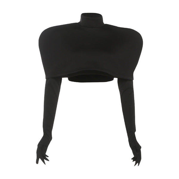 High neck 2 piece solid crop top