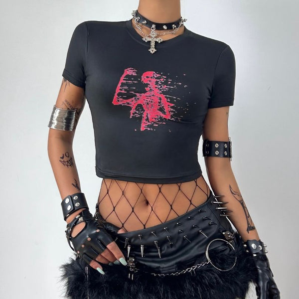 Camiseta para bebé inclinada con estampado de esqueleto 