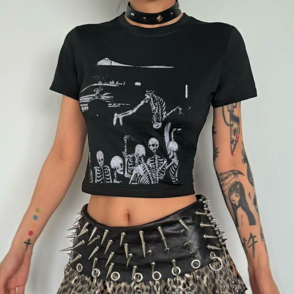 Camiseta para bebé Inclinada con estampado de equipo de esqueleto 