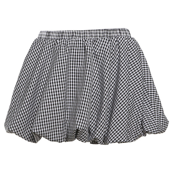 Plaid ruched contrast medium rise short pant