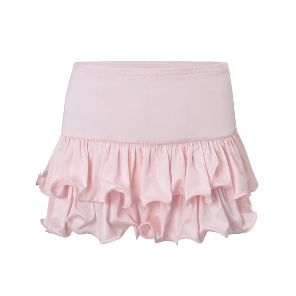 Ruffle A line ruched solid mini skirt