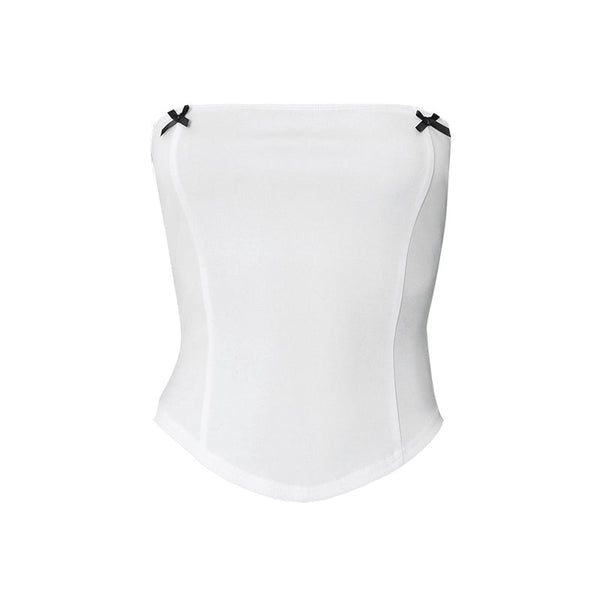 Bowknot solid backless tube top