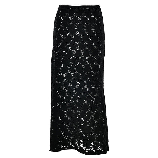 Lace see through maxi skirt