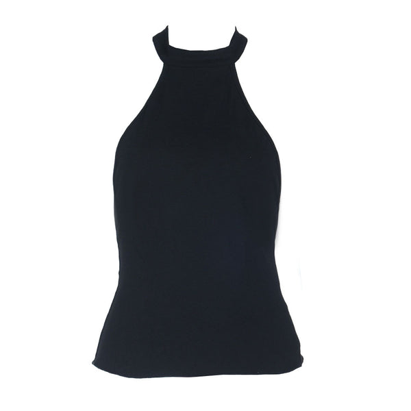 Self tie halter backless solid top