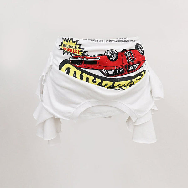 Irregular print contrast mini skirt