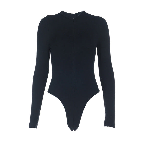 Long sleeve zip-up solid bodysuit