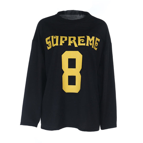 Crewneck long sleeve letter pattern top