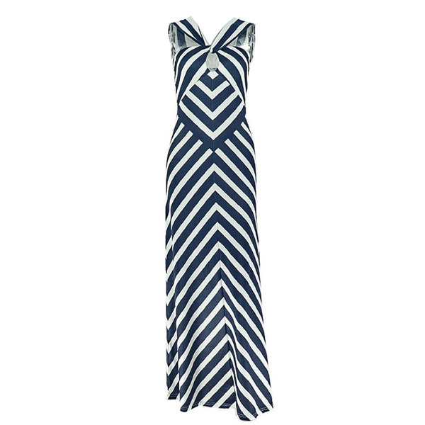 Zebra print hollow out maxi dress