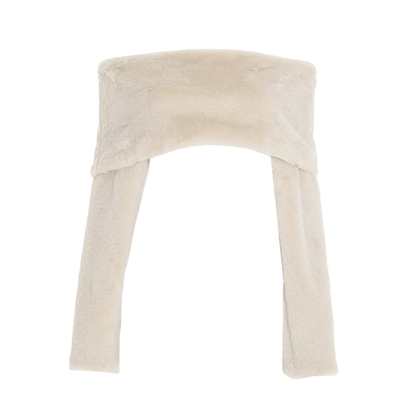 Off shoulder long sleeve fluffy crop top