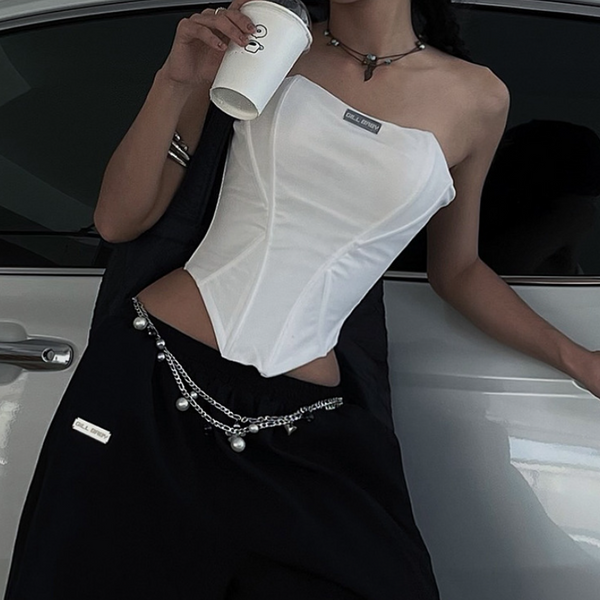 Corset backless solid tube top