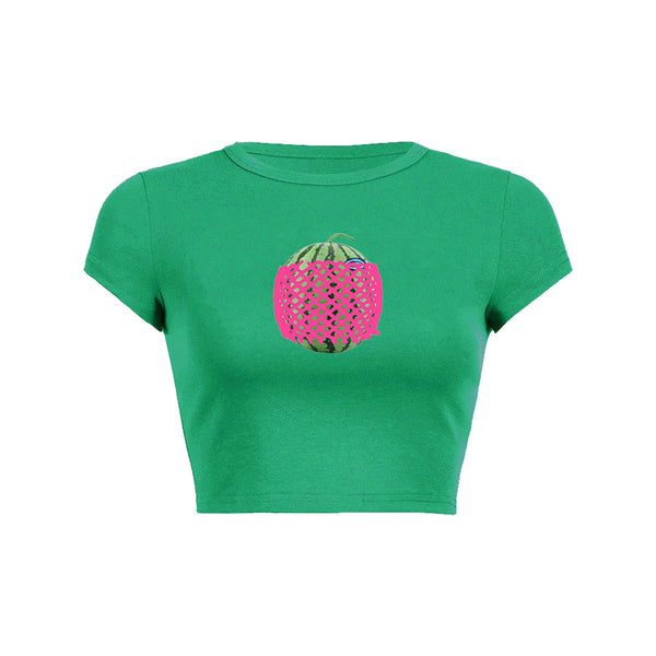 Watermelon Wrapper Crop Top Baby Tee