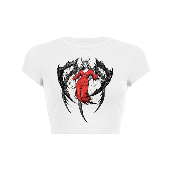 Red Demon Queen Crop Top Baby Tee