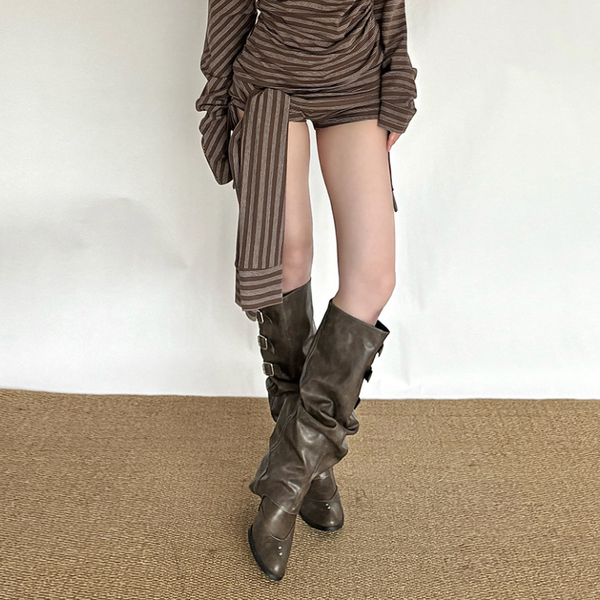 Self tie striped print button short pant