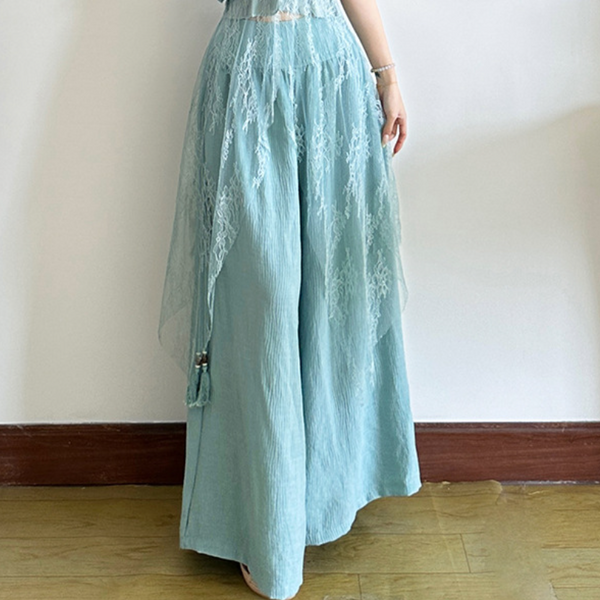 High rise zip up wide leg pant