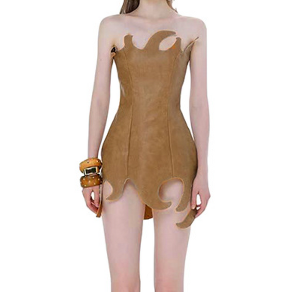 Irregular solid backless tube mini dress