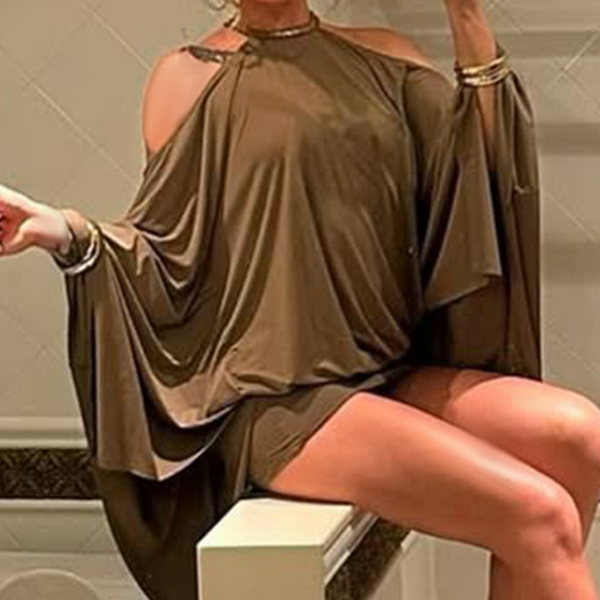 Off shoulder backless glitter mini dress