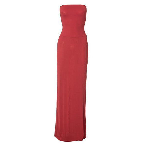 Ribbed backless tube maxi dress