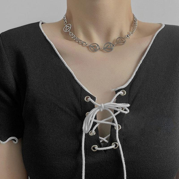 Cuban geometry decor choker necklace