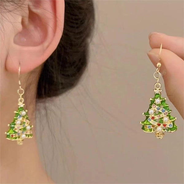 Bowknot pendant christmas tree decor drop earrings