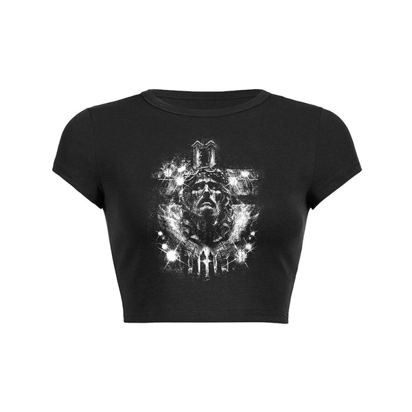 Crowned Sorrow Crop Top Baby Tee