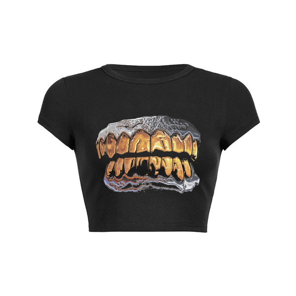 Golden Grin Crop Top Baby Tee