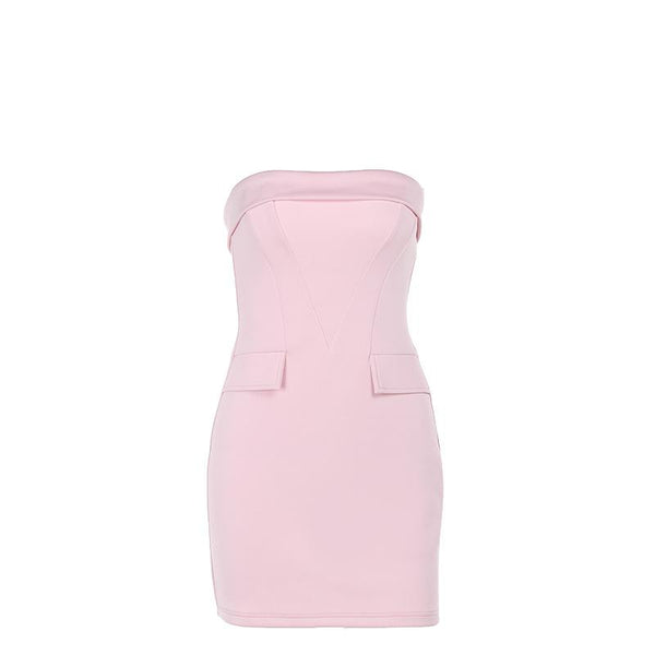 Pink corset backless tube mini dress