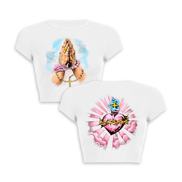 Sacred Prayer Crop Top Baby Tee