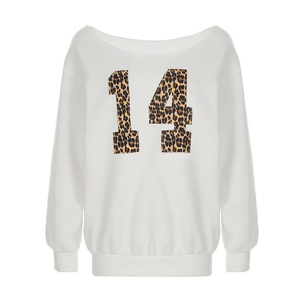 Long sleeve leopard print "14" pattern top